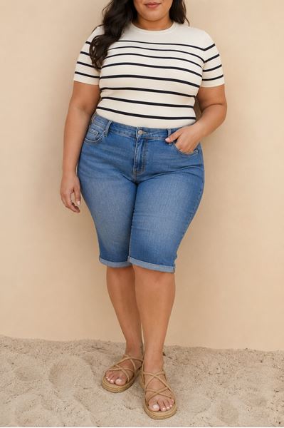 Picture of PLUS SIZE STRETCH DENIM BERMUDA